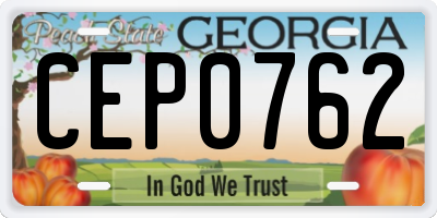 GA license plate CEP0762