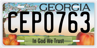 GA license plate CEP0763