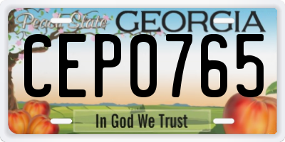 GA license plate CEP0765