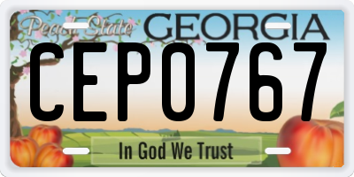GA license plate CEP0767