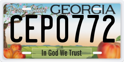 GA license plate CEP0772