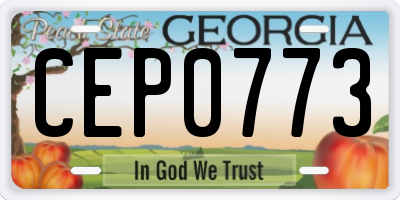 GA license plate CEP0773
