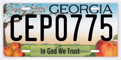 GA license plate CEP0775