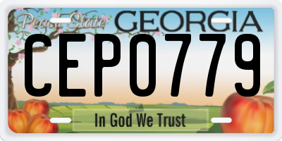 GA license plate CEP0779
