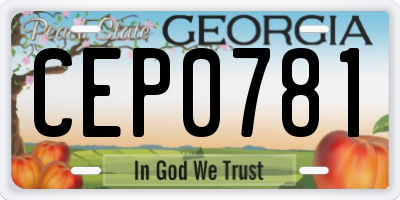 GA license plate CEP0781