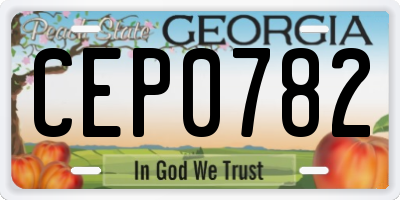GA license plate CEP0782