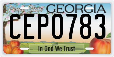 GA license plate CEP0783