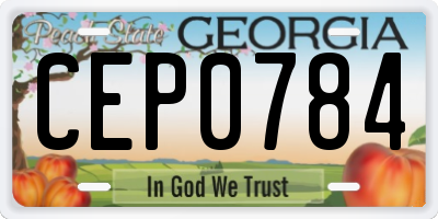 GA license plate CEP0784