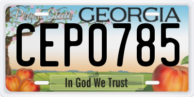 GA license plate CEP0785