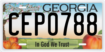 GA license plate CEP0788
