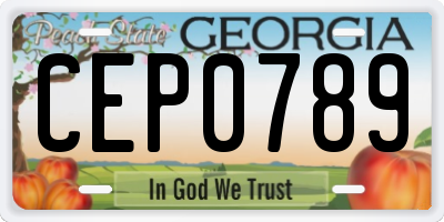 GA license plate CEP0789