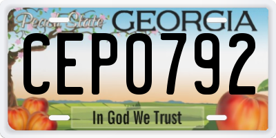 GA license plate CEP0792