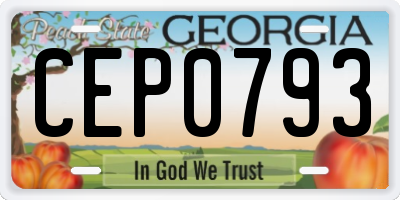 GA license plate CEP0793