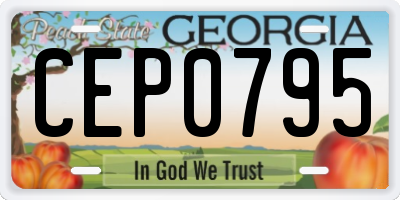 GA license plate CEP0795