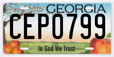 GA license plate CEP0799