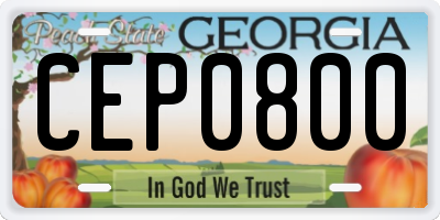 GA license plate CEP0800
