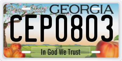 GA license plate CEP0803