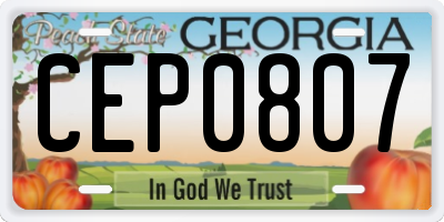 GA license plate CEP0807