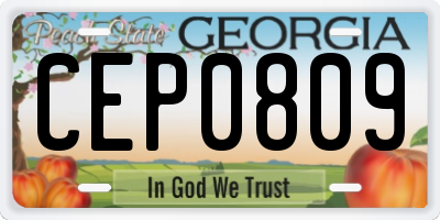 GA license plate CEP0809