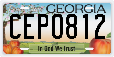 GA license plate CEP0812