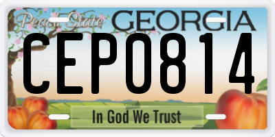 GA license plate CEP0814