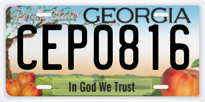 GA license plate CEP0816