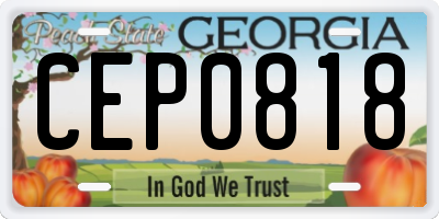 GA license plate CEP0818