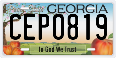 GA license plate CEP0819