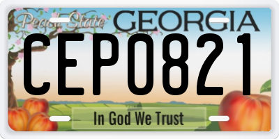 GA license plate CEP0821
