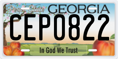 GA license plate CEP0822