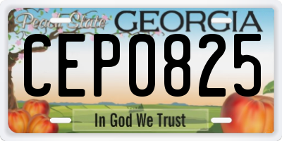 GA license plate CEP0825