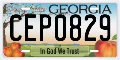 GA license plate CEP0829