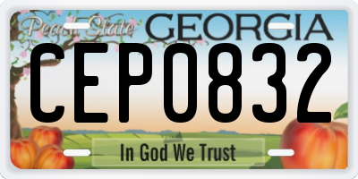 GA license plate CEP0832