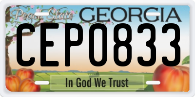 GA license plate CEP0833