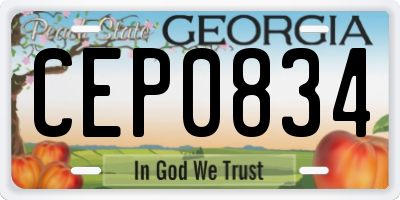 GA license plate CEP0834
