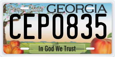 GA license plate CEP0835