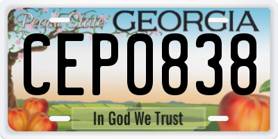 GA license plate CEP0838