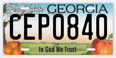 GA license plate CEP0840