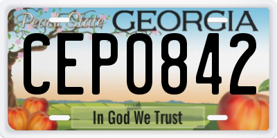 GA license plate CEP0842