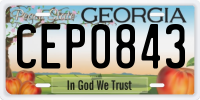 GA license plate CEP0843