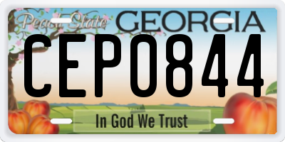 GA license plate CEP0844