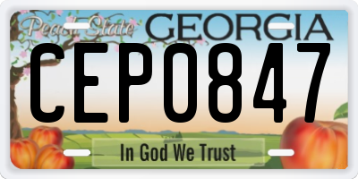 GA license plate CEP0847