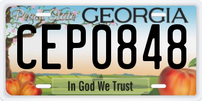 GA license plate CEP0848