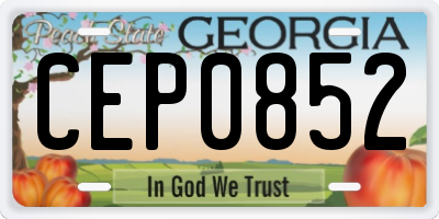 GA license plate CEP0852