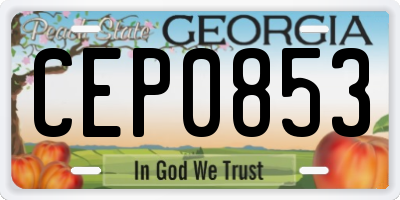GA license plate CEP0853