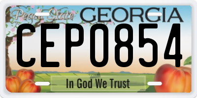 GA license plate CEP0854