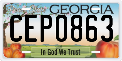 GA license plate CEP0863