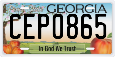 GA license plate CEP0865