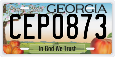 GA license plate CEP0873