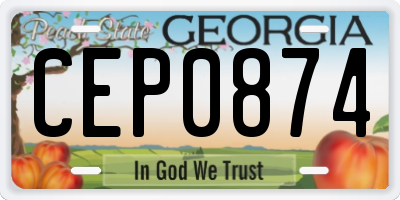 GA license plate CEP0874